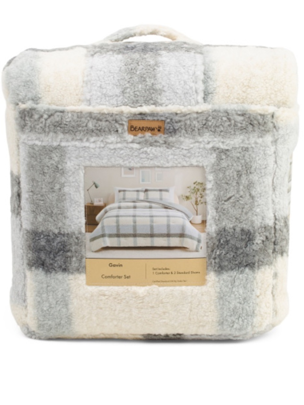 BearPaw Plaid Comforter Set — Gray & Cream Plaid